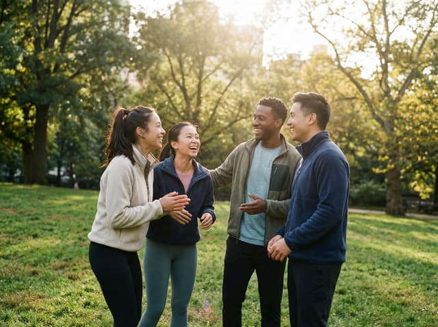 Group of friends outdoors laughing together